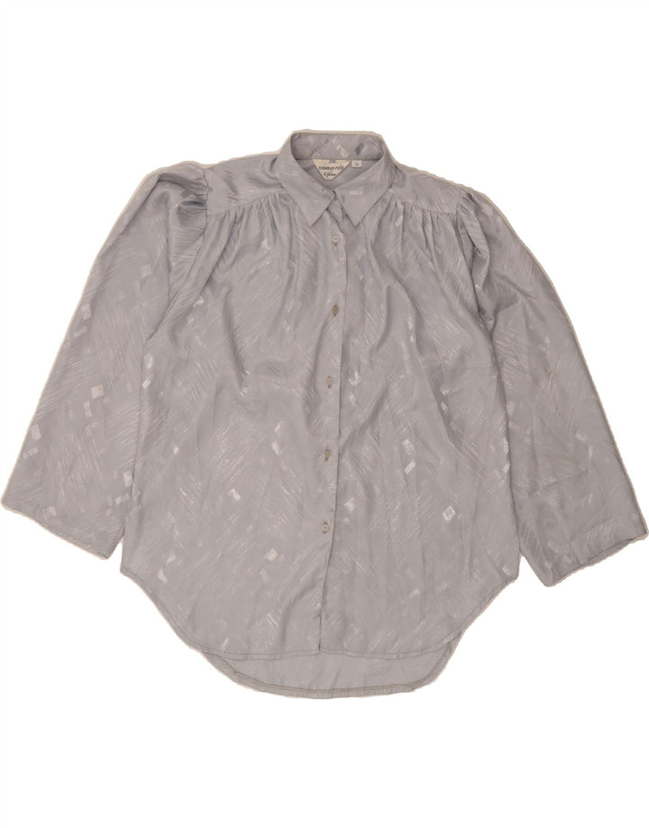 VINTAGE Womens Shirt Blouse EU 38 Medium Grey Geometric Vintage Vintage and Second-Hand Vintage from Messina Hembry 