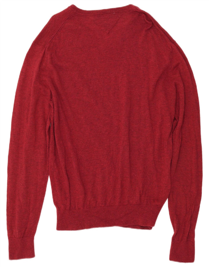 TOMMY HILFIGER Herren-Pullover mit V-Ausschnitt, 2XL, rote Wolle