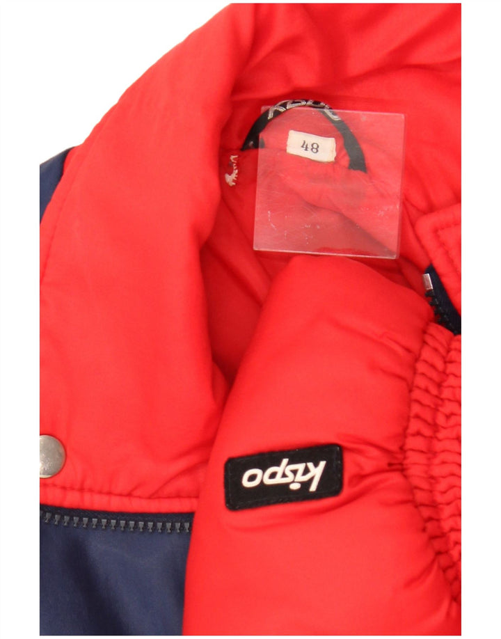 Wattierte Vintage-Herrenjacke IT 48 Mittelrotes Colourblock-Polyamid