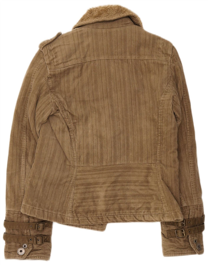 Diesel Damen Militär-Cordjacke UK 12 Medium Khaki