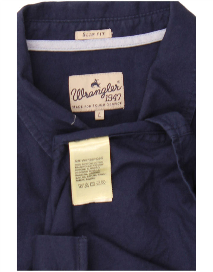 Wrangler Herren-Slim-Fit-Hemd, groß, marineblau, Baumwolle