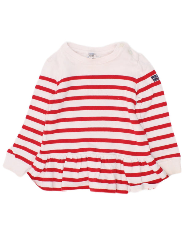 Ralph Lauren Langarm-Pulloverkleid für Baby-Mädchen, 12–18 Monate, weiß gestreift