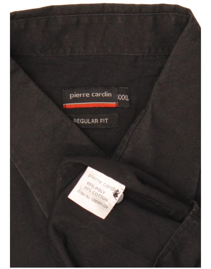 Pierre Cardin Herren-Hemd, kurzärmelig, normale Passform, 3XL, Schwarz, Polyester