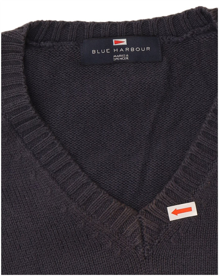 Marks & Spencer Herren Blue Harbour Pullover mit V-Ausschnitt Mittelblau