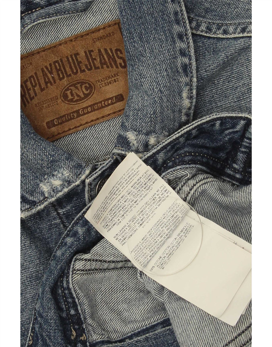 Replay Damen Distressed Jeansjacke UK 14 Mittelblaue Baumwolle