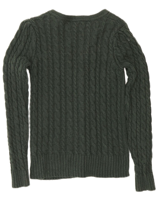 Zara Damen-Cardigan-Pullover UK 12 Mittelgrüne Baumwolle