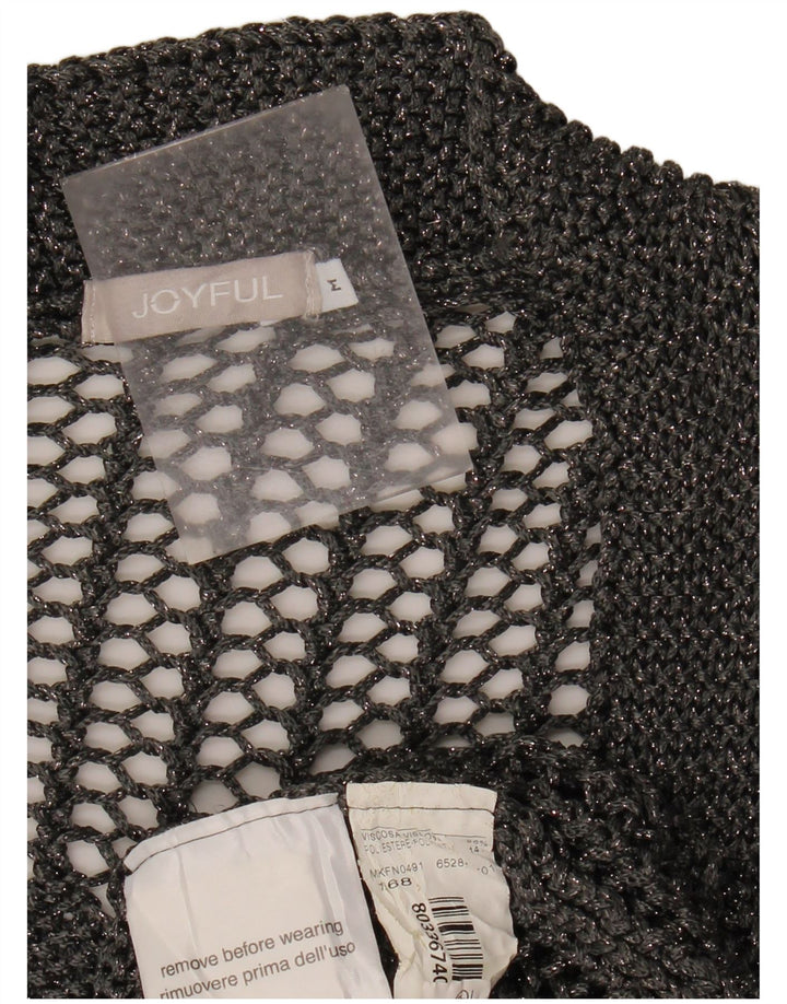 JOYFUL Womens Longline Cardigan Sweater UK 14 Medium Silver Flecked