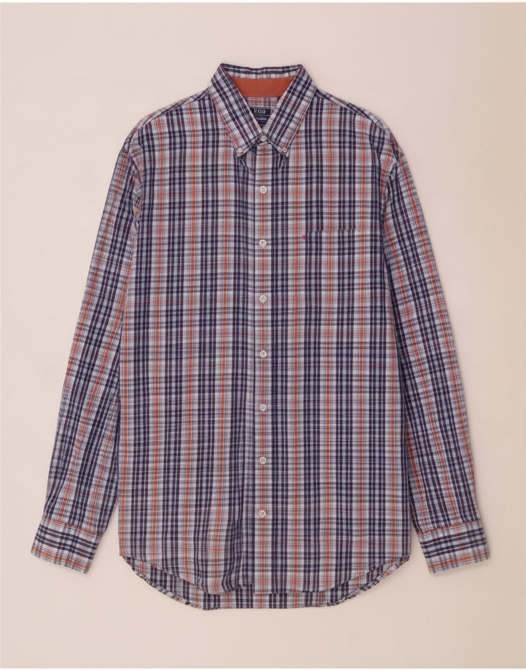 Izod Mens Tall Shirt XL Blue Check Cotton