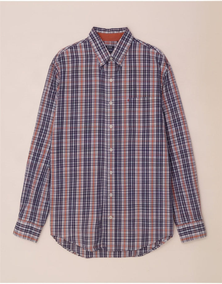 Izod Mens Tall Shirt XL Blue Check Cotton