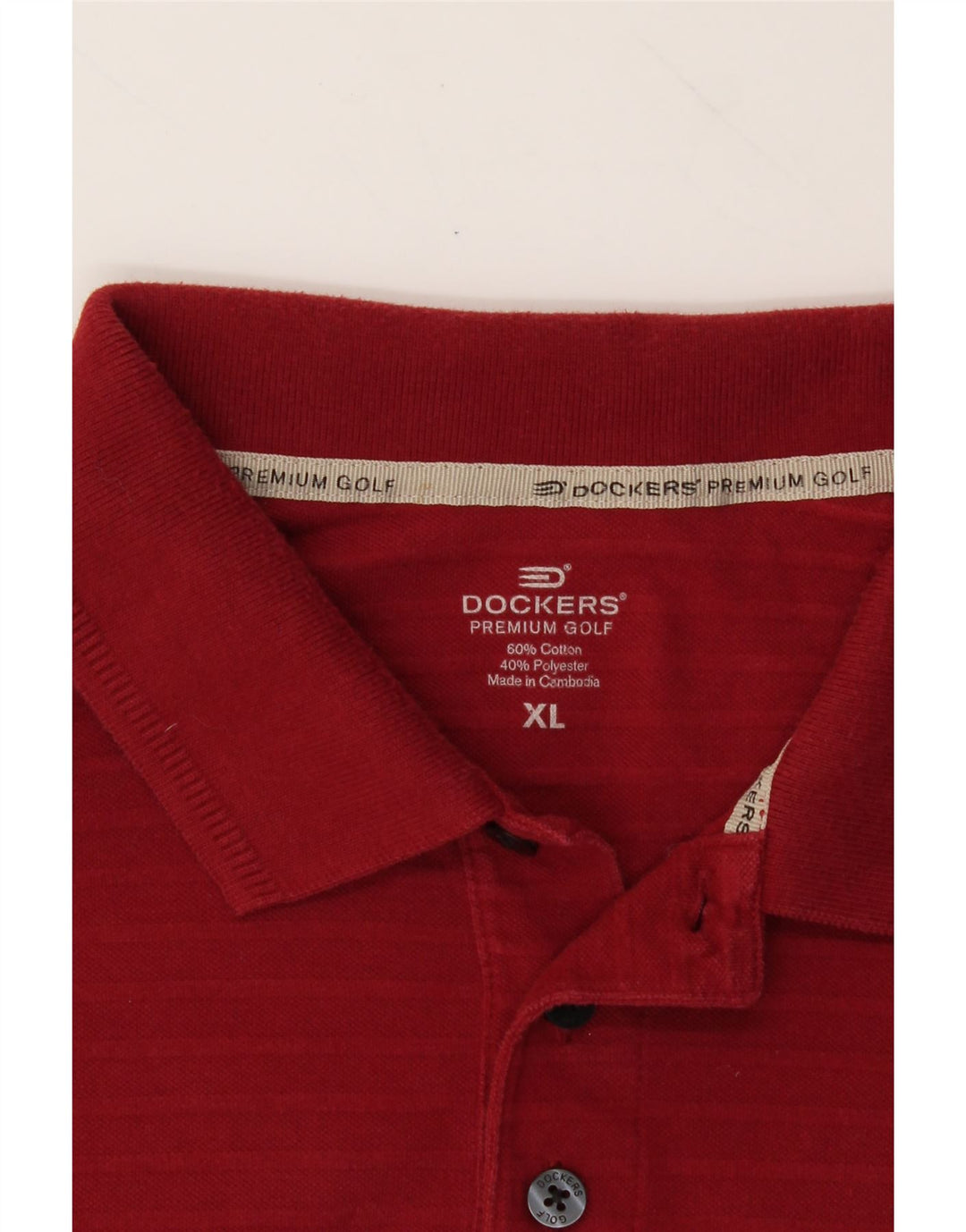 DOCKERS Mens Polo Shirt XL Red Pinstripe Cotton Vintage Dockers and Second-Hand Dockers from Messina Hembry 