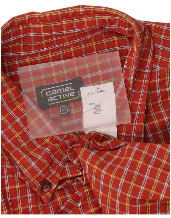 Camel Active Herren-Kurzarmhemd aus mittelroter Karo-Baumwolle