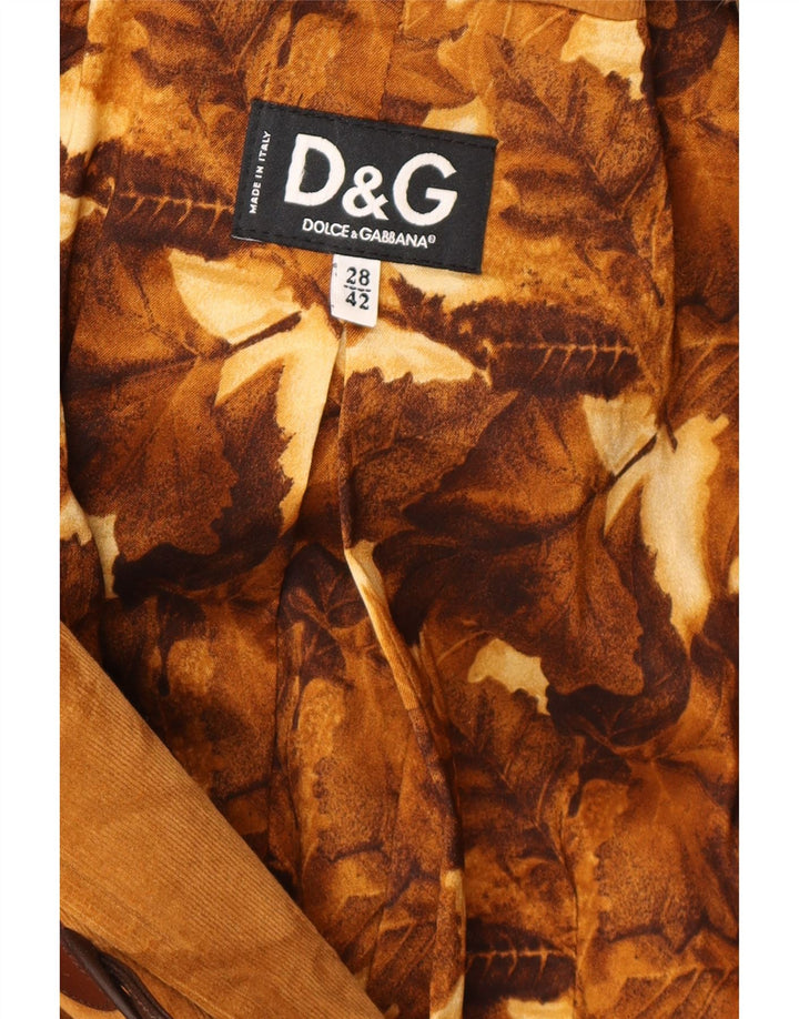 Dolce & Gabbana Damen Cord-Dufflecoat mit Kapuze IT 42 Mittelbraun