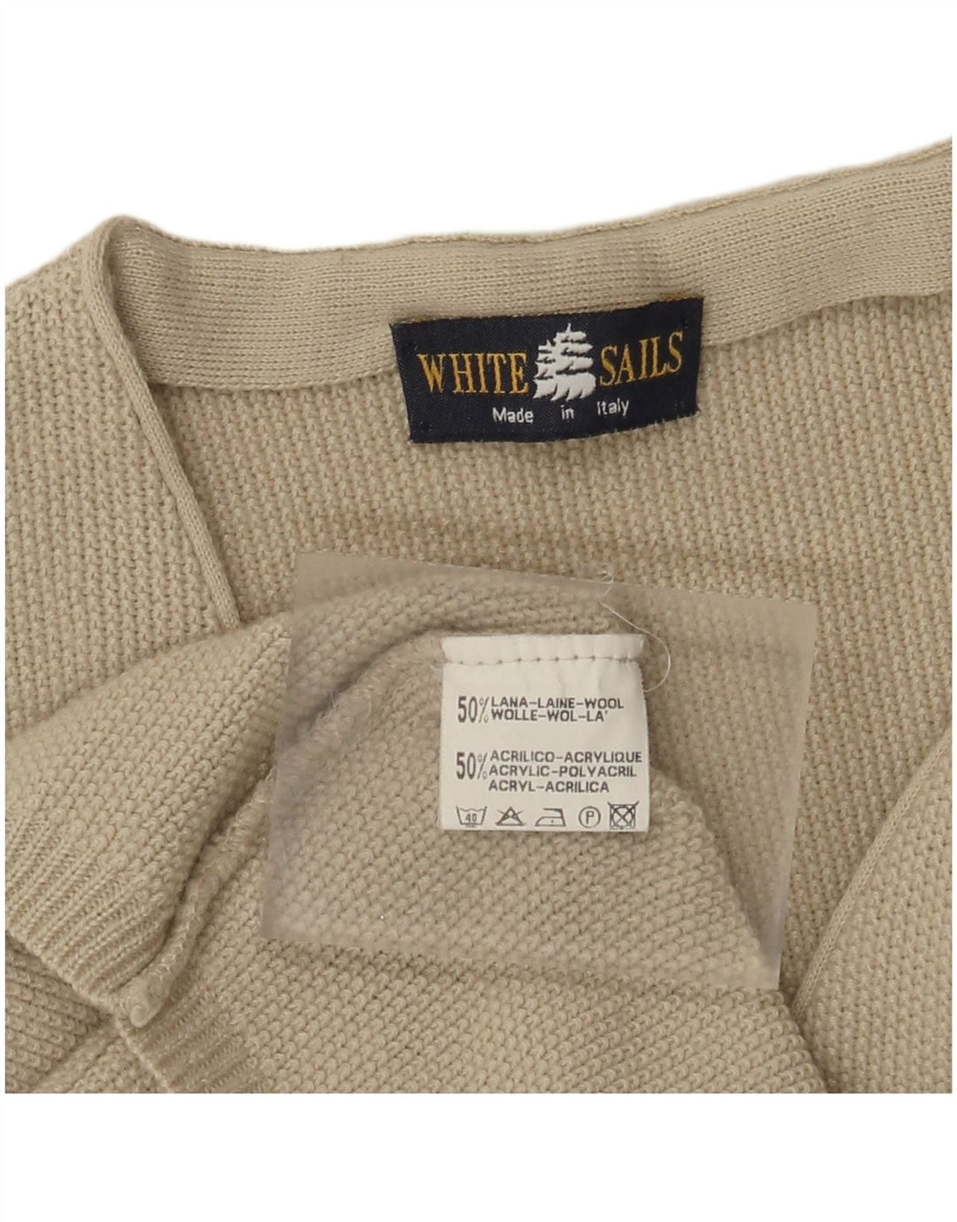 White Sails Herren-Cardigan, ärmellos, mittelbeige Wolle