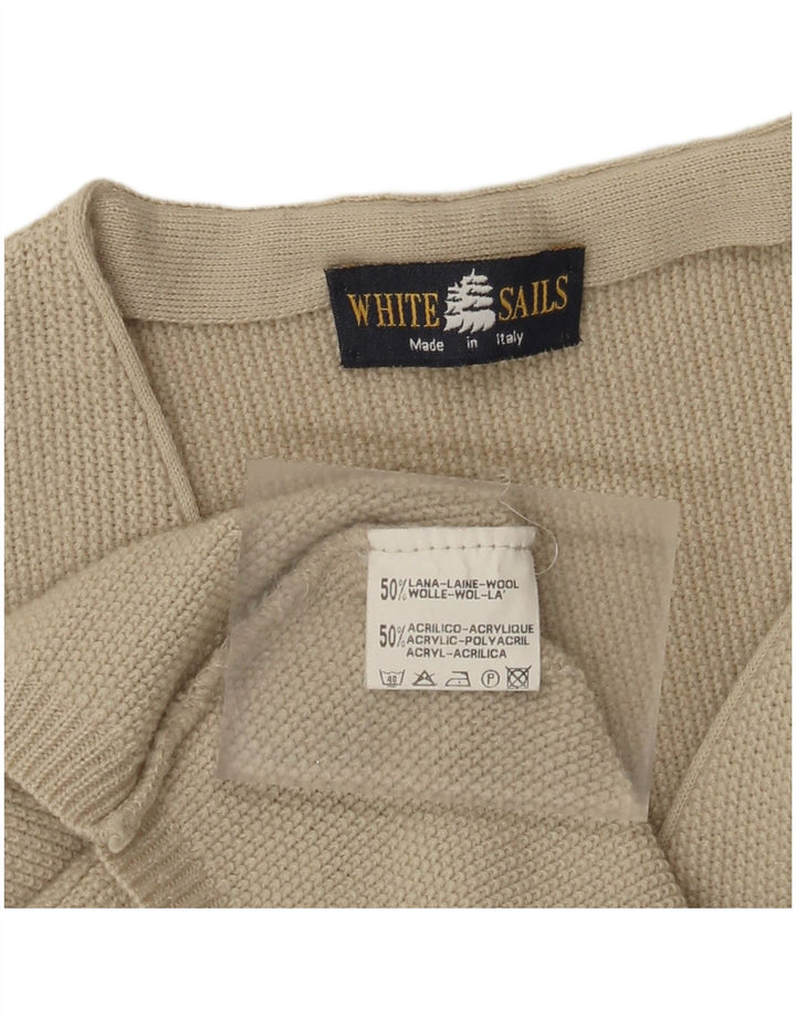 White Sails Herren-Cardigan, ärmellos, mittelbeige Wolle