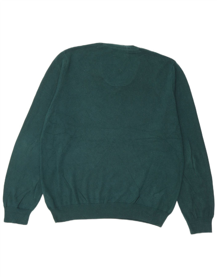Marks & Spencer Herren-Pullover, reguläre Passform, V-Ausschnitt, groß, grüne Baumwolle