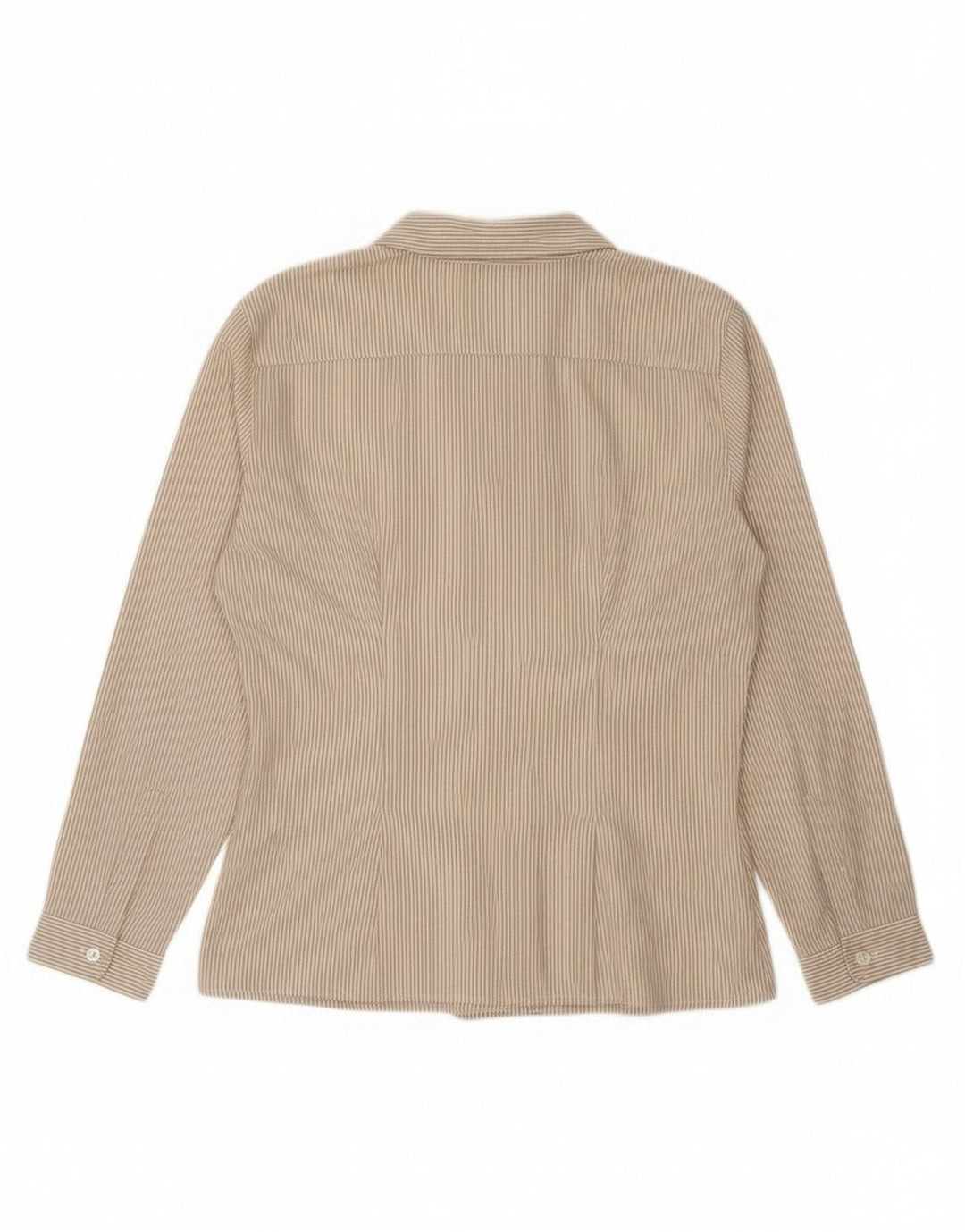 Vintage Damen Hemd UK 14 Medium Beige Nadelstreifen Baumwolle