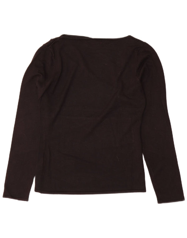 Guess Damen-Pullover mit grafischem U-Boot-Ausschnitt, UK 14, Größe L, schwarze Viskose