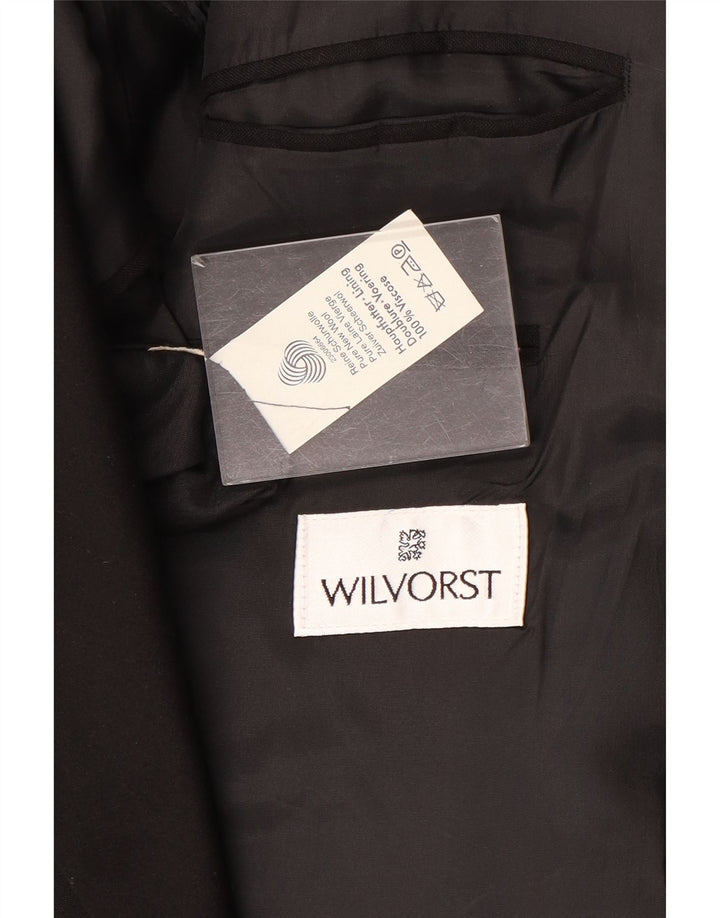 Wilvorst Herren-Blazer mit 1 Knopf, UK 42, XL, schwarze Wolle