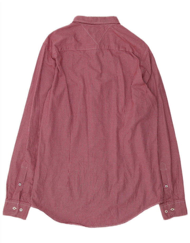 TOMMY HILFIGER Herren-Slim-Fit-Hemd, groß, rot kariert, Baumwolle