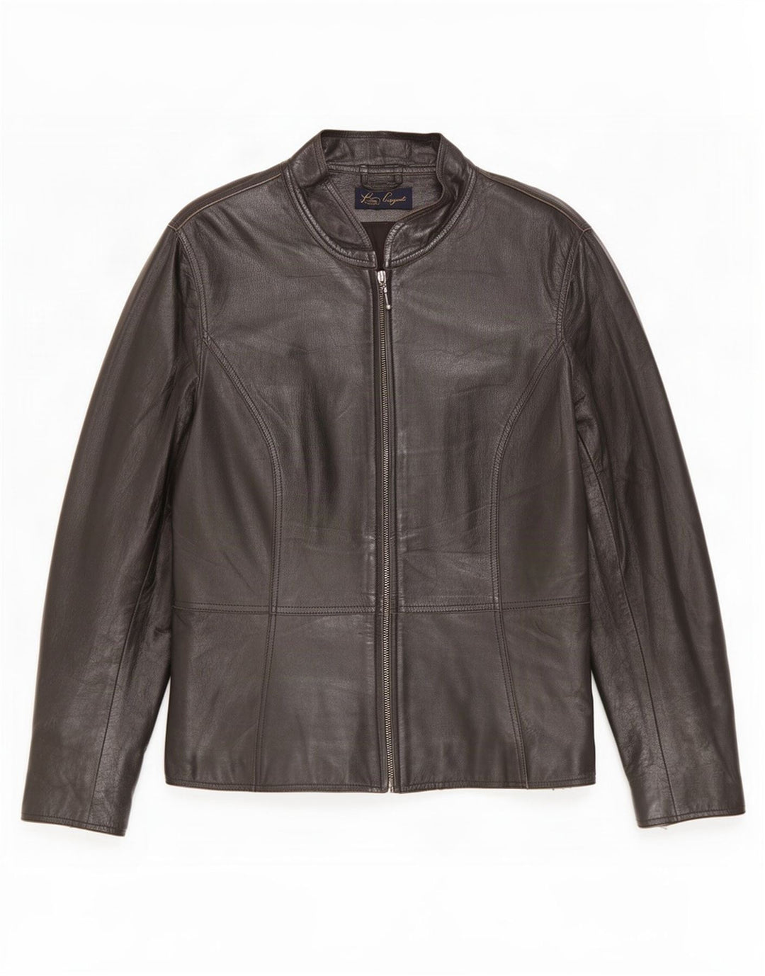 Luisa Spagnoli Damen Leder Racer Jacke IT 46 Large Schwarz