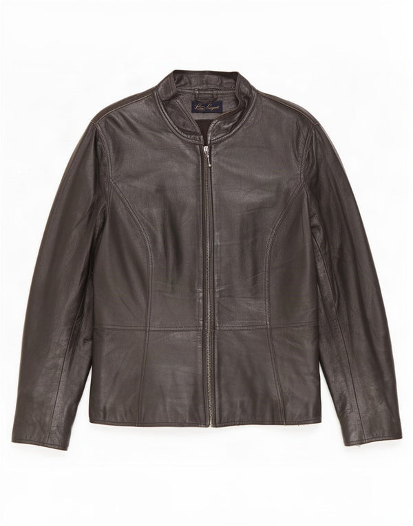Luisa Spagnoli Damen Leder Racer Jacke IT 46 Large Schwarz