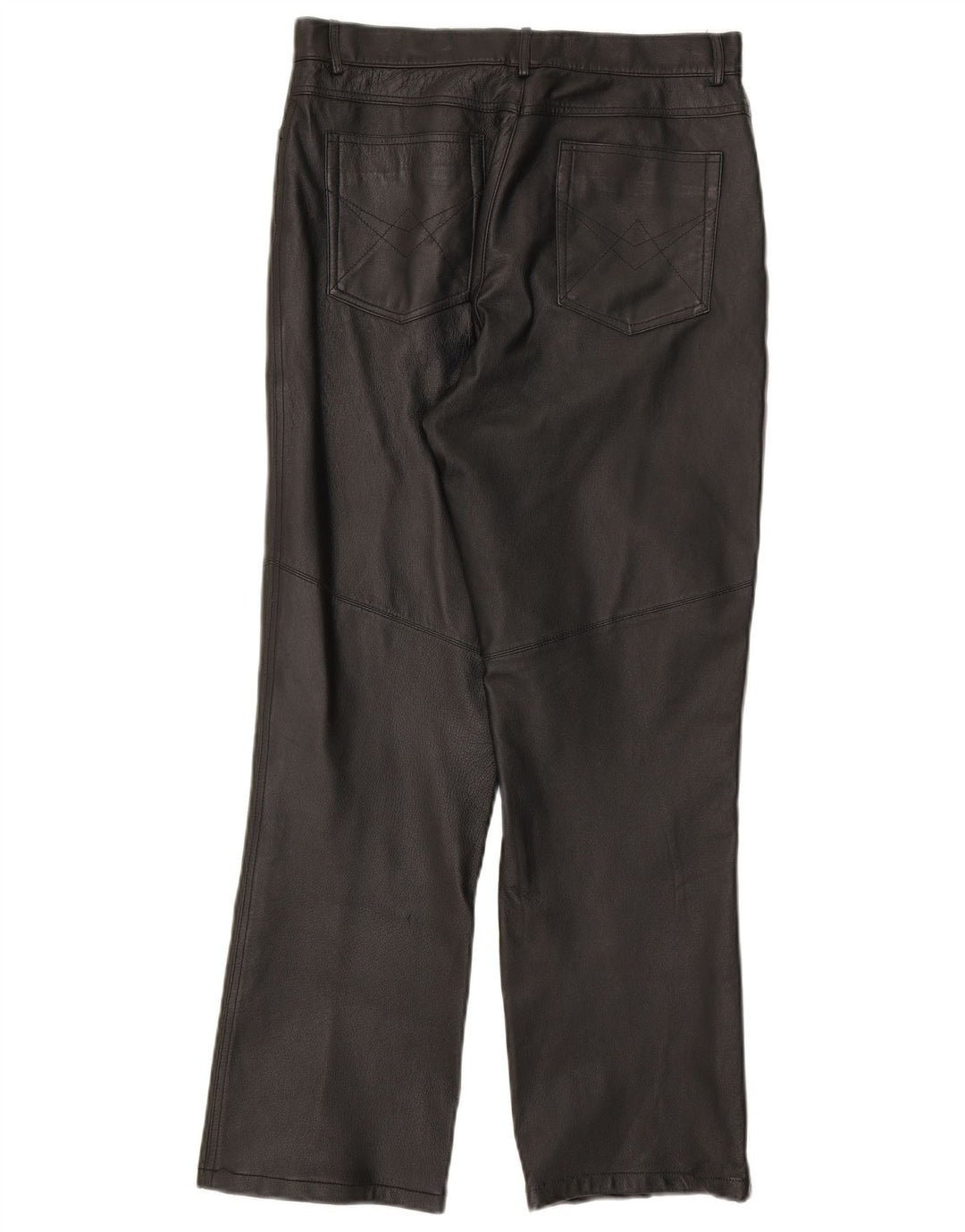 C&A Womens Straight Leather Trousers W29 L28 Black Leather