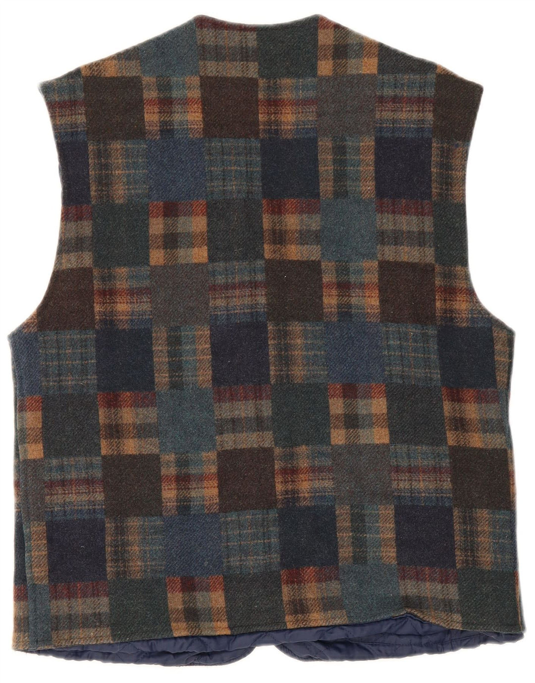 Vintage Herrenweste IT 48 Medium Mehrfarbig karierte Wolle