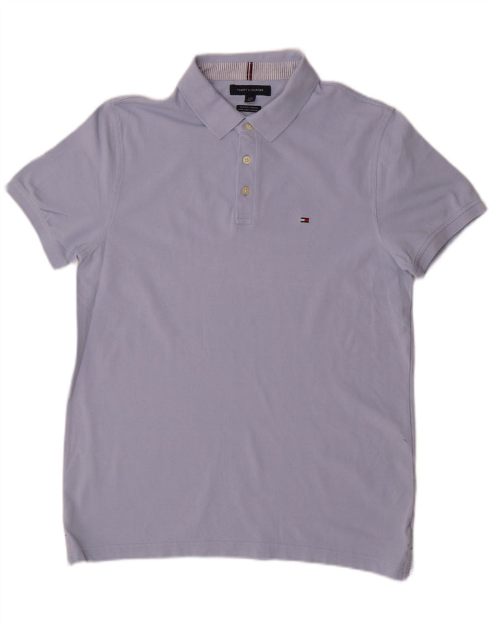 Tommy Hilfiger Herren-Poloshirt in schmaler Passform, groß, aus blauer Baumwolle