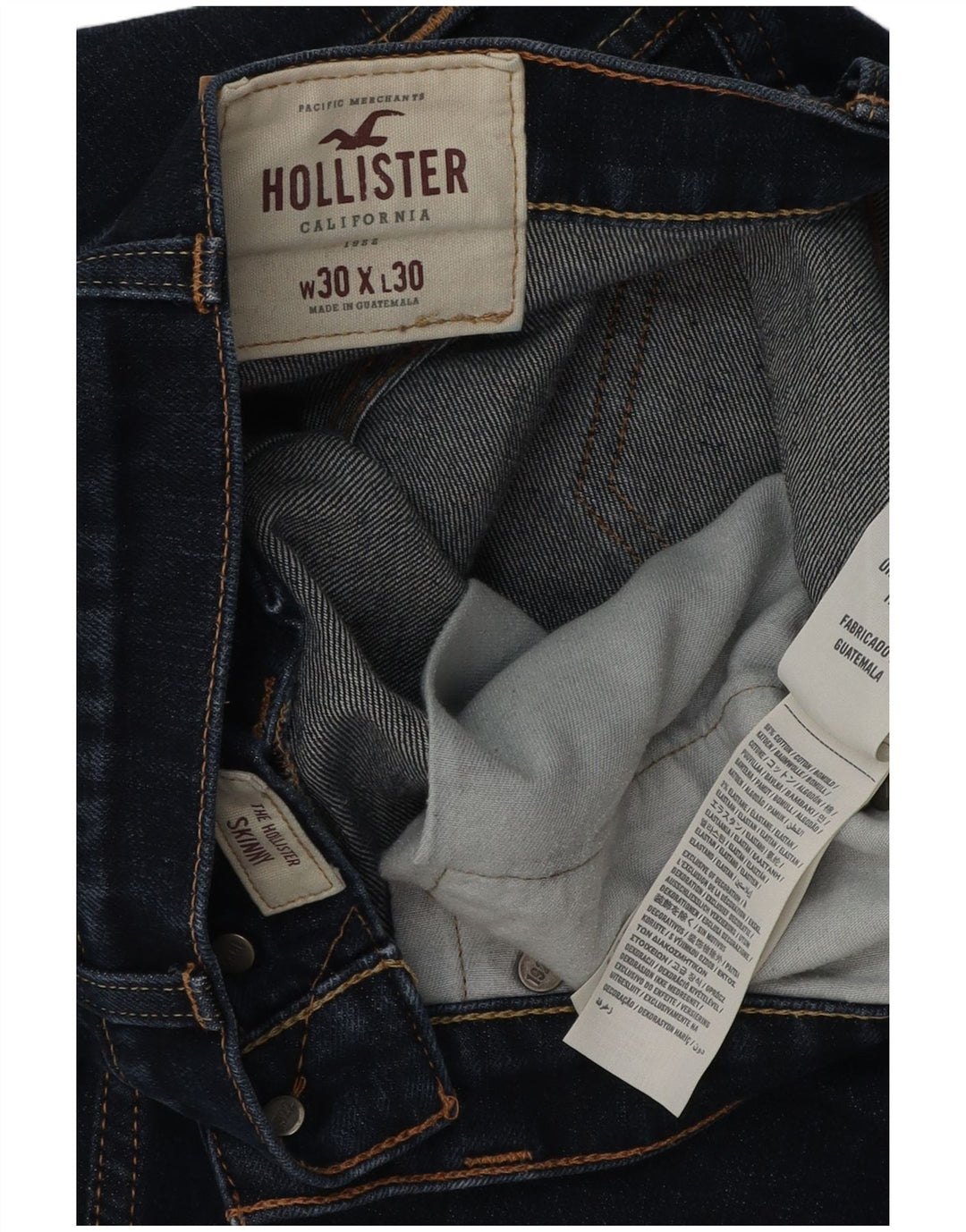 HOLLISTER Herren Straight Jeans W30 L30 Marineblaue Baumwolle