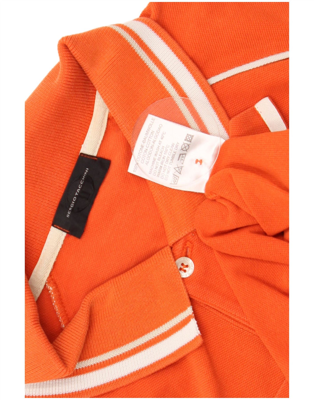 Sergio Tacchini Herren-Poloshirt, EU 50, Mittelorange, Colourblock-Baumwolle