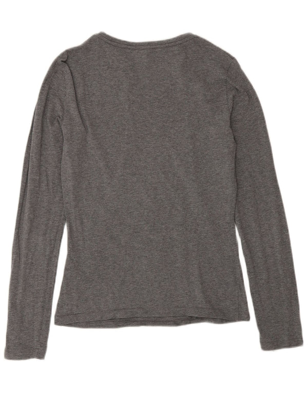 Armani Jeans Damen Graphic Top Langarm UK 12 Mittelgraue Baumwolle