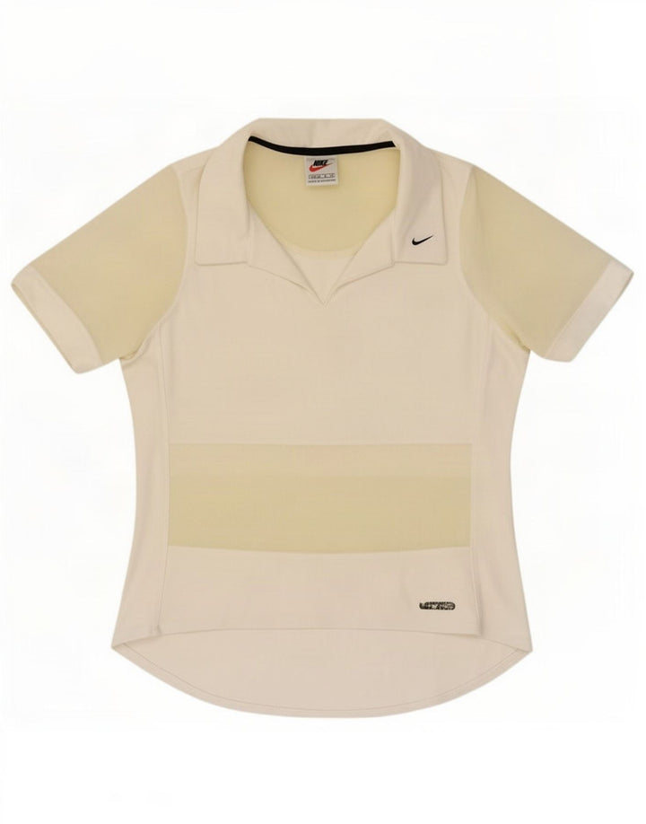 Nike Damen-Poloshirt US 8/10 Mittelweißes Colourblock-Polyester