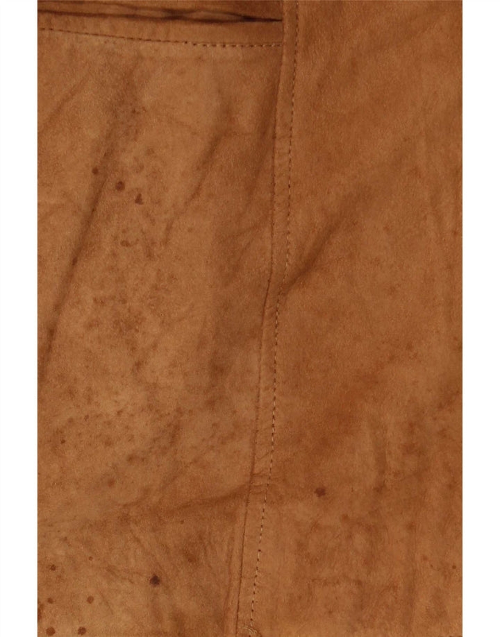 Anfor Damen-Blazerjacke aus Wildleder mit 2 Knöpfen IT 52 2XL Beige Leder