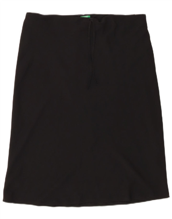 Benetton Damen Minirock Small W30 Schwarz Polyester