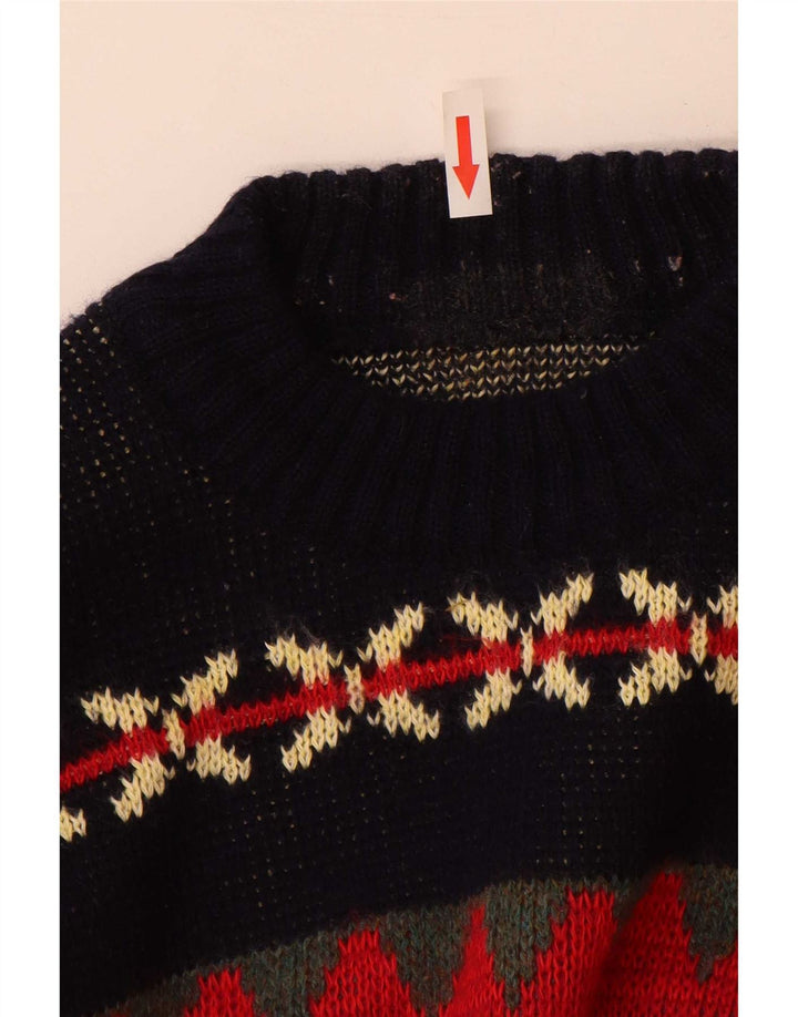 Vintage Herren Pullover mit Rundhalsausschnitt, groß, mehrfarbig, Fair Isle