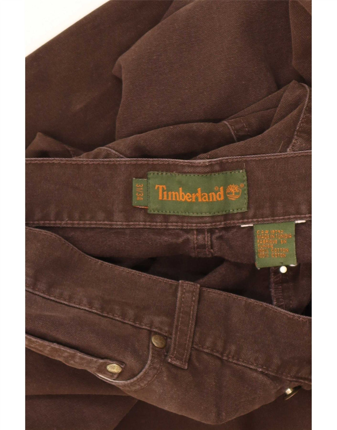 Timberland Herren Straight Jeans W31 L31 Braune Baumwolle