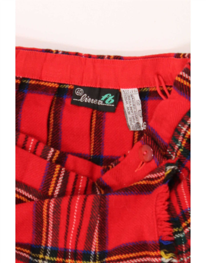 Vintage Damen Wickelmesser Faltenrock EU 40 Medium W28 Rot karierte Wolle