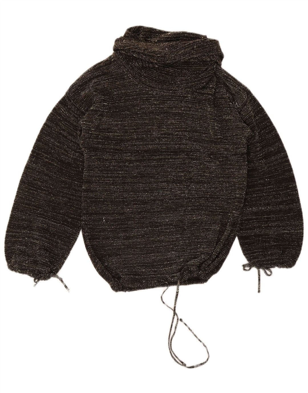 Vintage Damen Rollkragenpullover Pullover EU 40 Medium Schwarz meliert