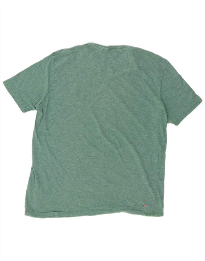 FAT FACE Herren-T-Shirt aus mitteltürkis gesprenkelter Baumwolle