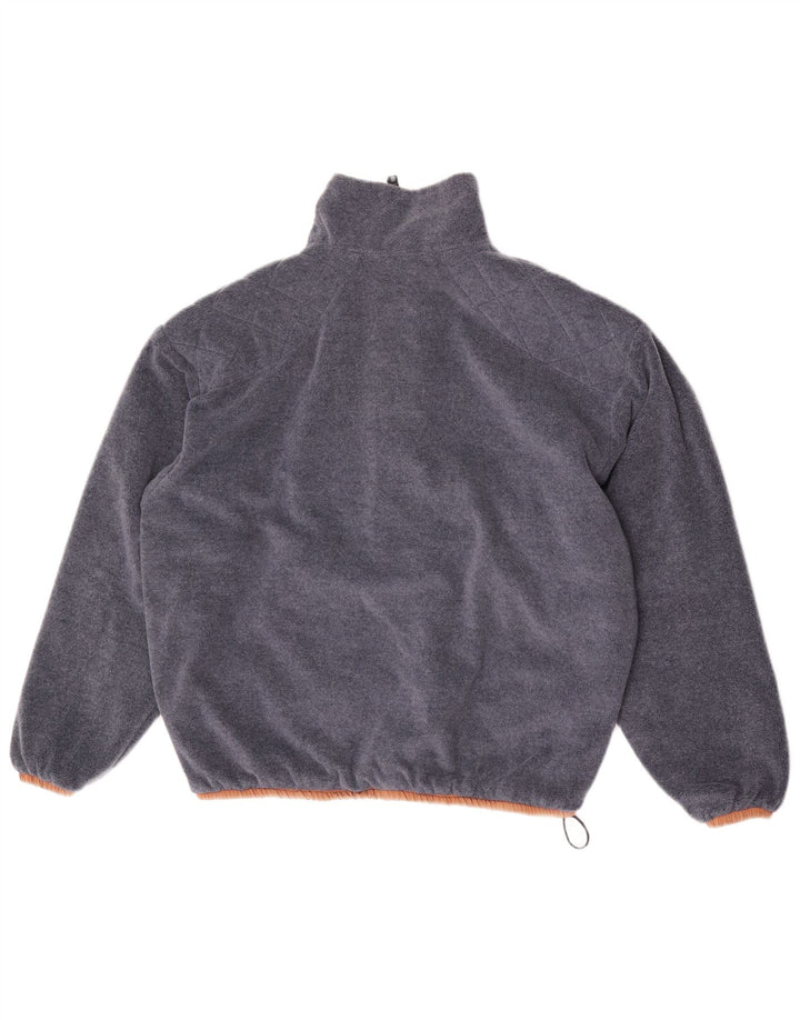 Vintage Herren-Oversize-Fleece-Wendejacke, kleines braunes Polyamid