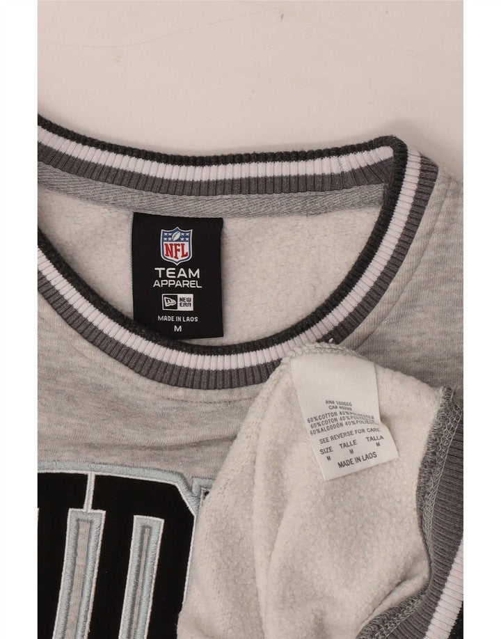 New Era Herren Raiders Grafik-Sweatshirt-Pullover aus mittelgrauer, gestreifter Baumwolle