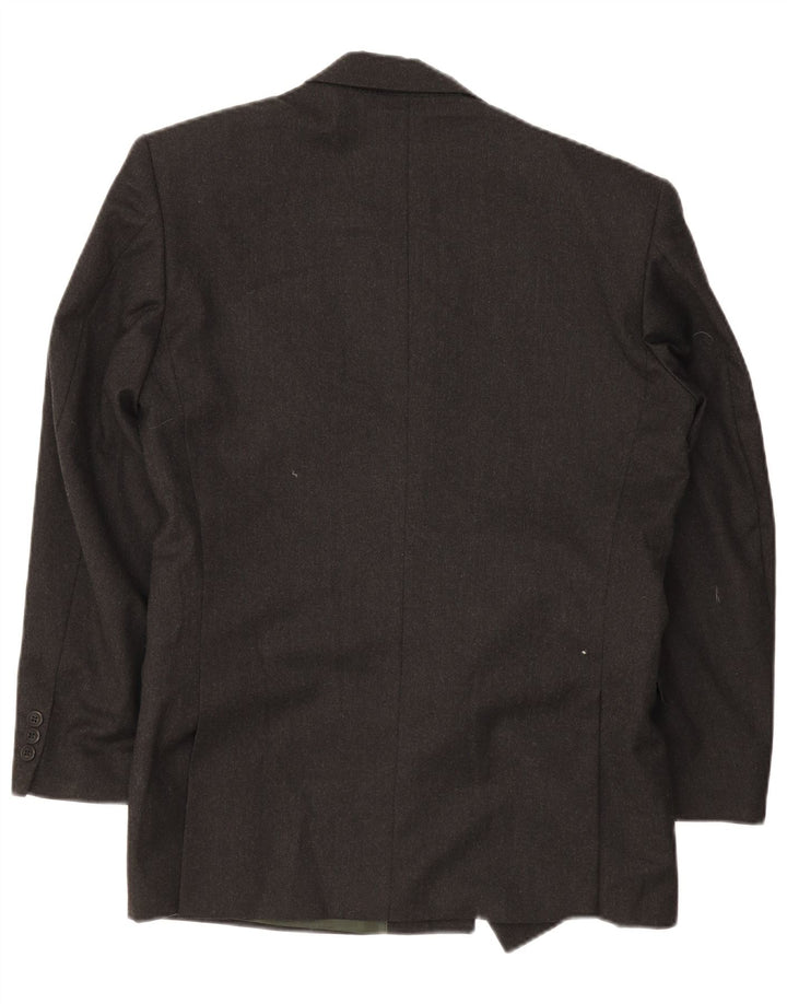 Vintage Herren Zweireiher Blazer Jacke IT 46 Kleine schwarze Wolle