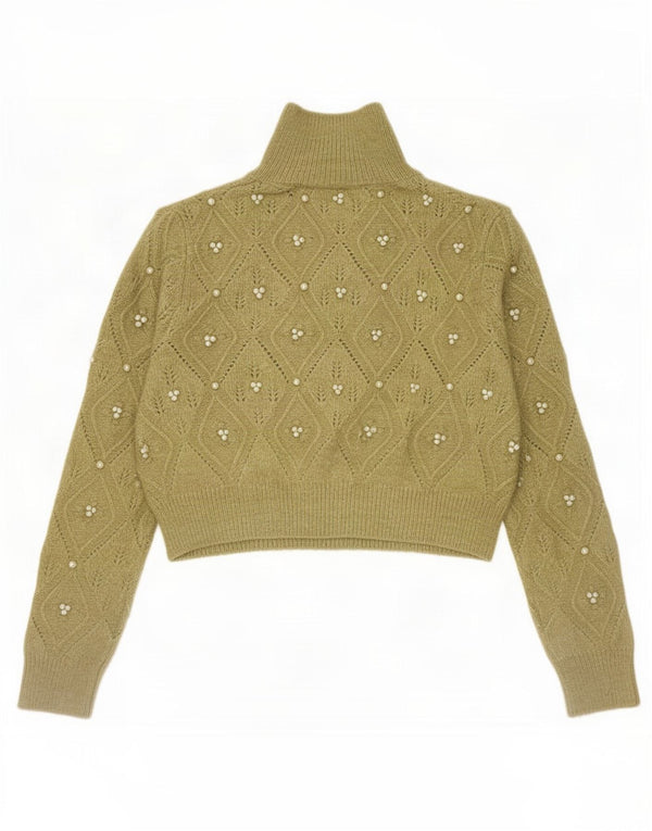 Zara Damen-Pullover mit Rollkragen, Gr. 12, Medium Khaki Argyle/Diamant