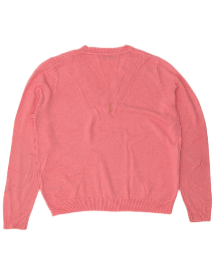 Marks & Spencer Damen-Pullover mit V-Ausschnitt, UK 14, Mittelrosa, Acryl