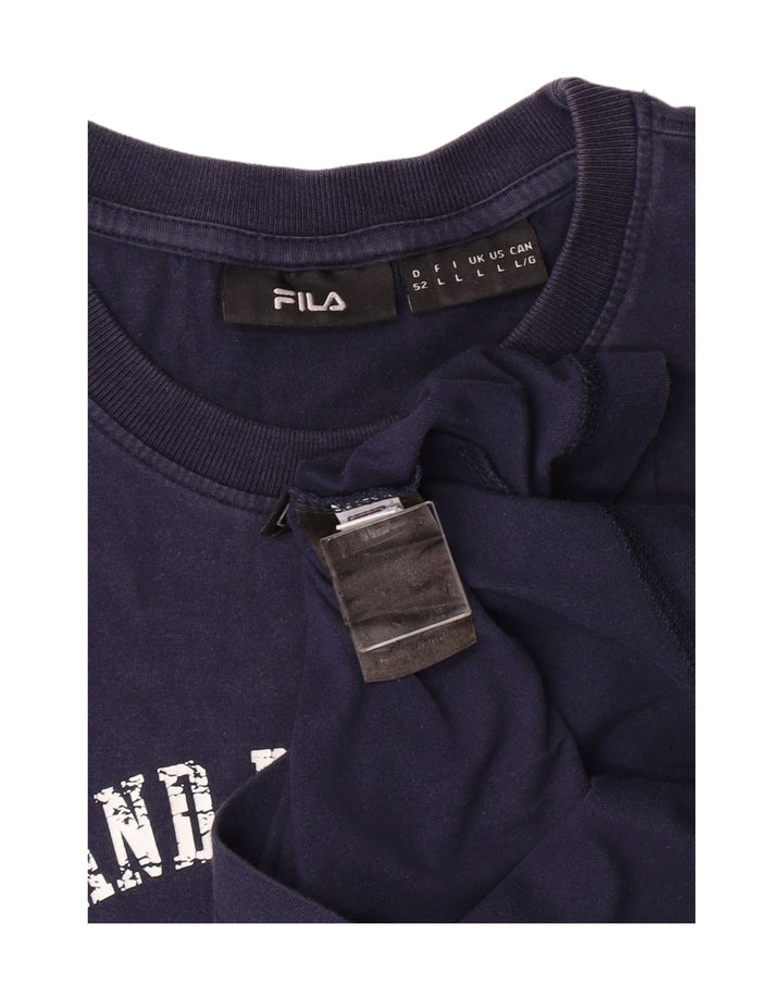 FILA Mens Graphic T-Shirt Top Large Navy Blue Cotton