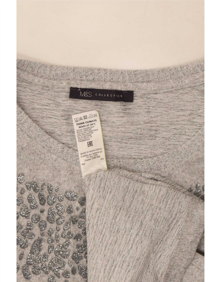 Marks & Spencer Damen Langarm-Tunika-Oberteil UK 16 Large Grau Polyester