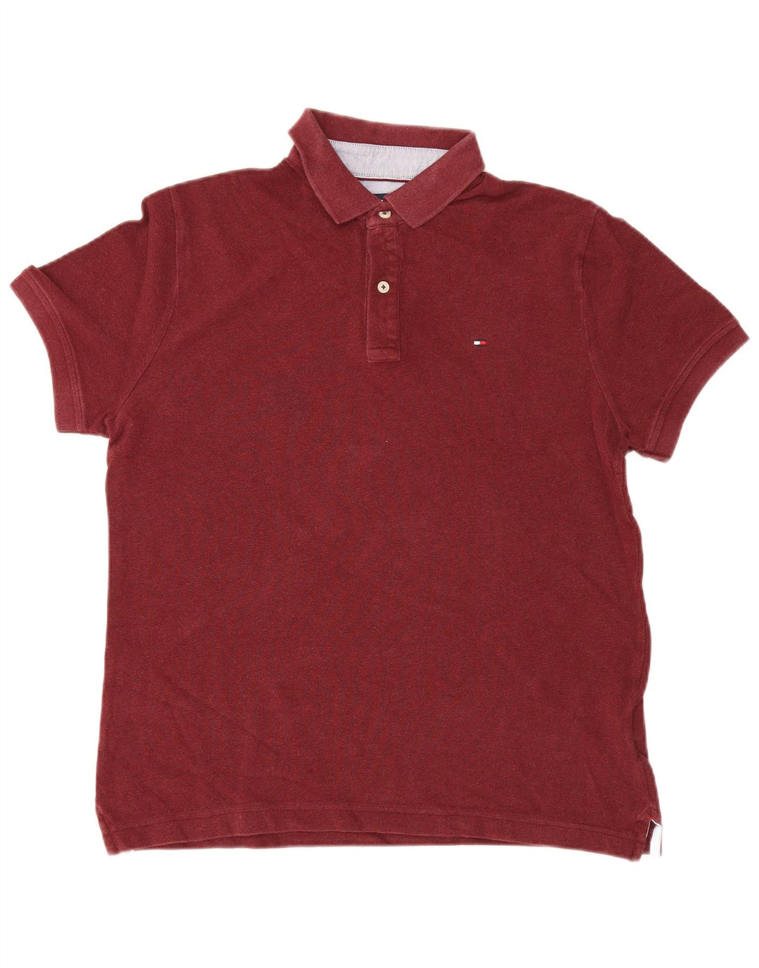 Tommy Hilfiger Herren-Poloshirt aus mittlerer burgunderroter Baumwolle