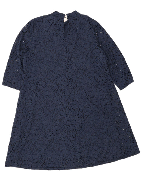 Marks & Spencer Damen-Kleid in A-Linie mit 3/4-Ärmeln, UK 20 2XL, Marineblau mit Blumenmuster
