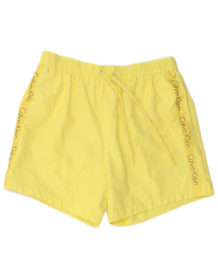 Calvin Klein Damen Badeshorts mit Grafik, UK 12, Mittelgelb, Polyester