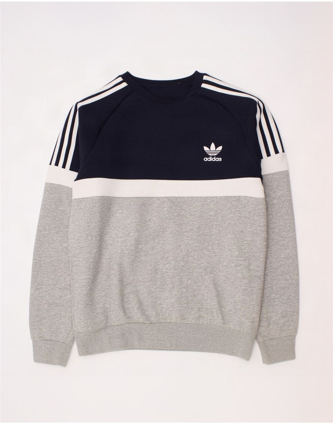 Adidas Sweatshirt für Jungen, 13–14 Jahre, graue Farbblock-Baumwolle